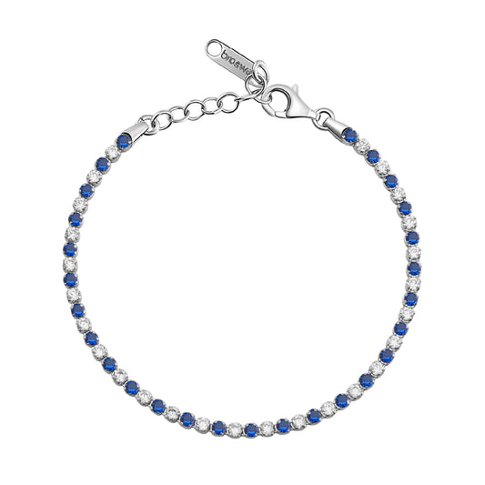 Bracciale tennis Brosway Fancy argento zirconi blu bianchi 18 cm
