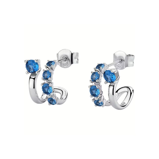 Orecchini a cerchio Brosway Fancy argento con zirconi blu MISURA UNICA