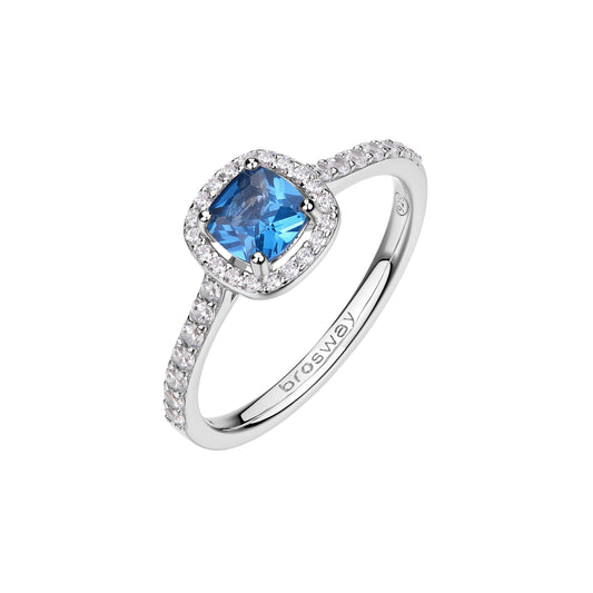 Anello Brosway Fancy in argento con zirconi bianchi e blu 12