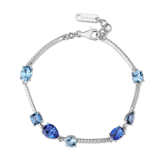 Bracciale Brosway Fancy in argento con zirconi bianchi e blu 18 cm