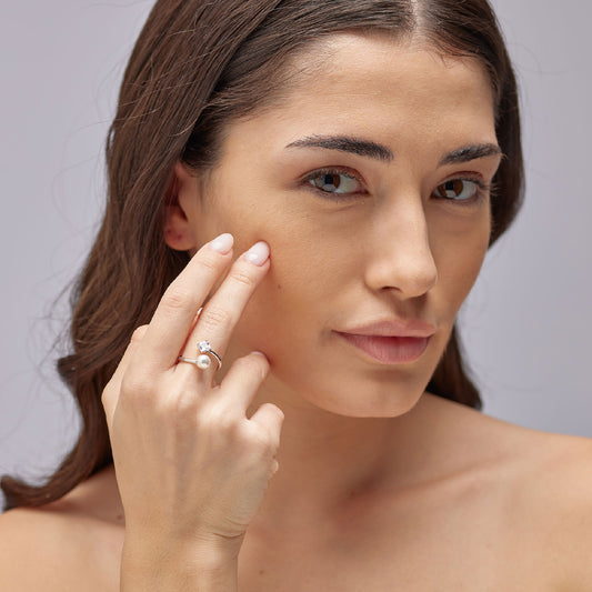 Anello aperto Brosway Fancy argento con cristallo e perla 12