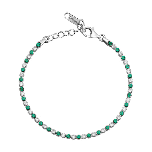 Bracciale tennis Brosway Fancy argento con zirconi verdi 18 cm