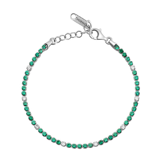 Bracciale Brosway Fancy argento con zirconi bianchi verdi 18 cm
