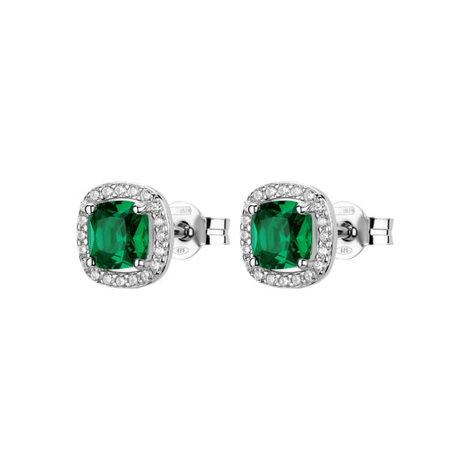 Orecchini lobo Brosway Fancy argento con zirconi verdi MISURA UNICA