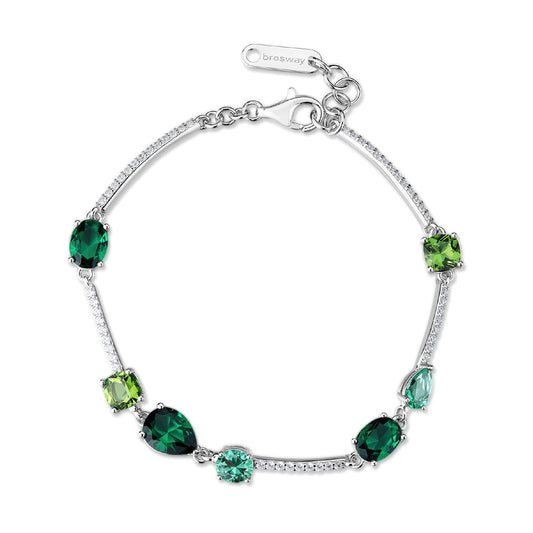 Bracciale Brosway Fancy argento con zirconi bianchi e verdi 18 cm