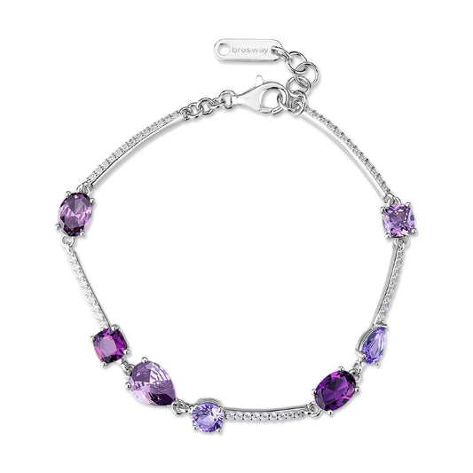 Bracciale Brosway Fancy argento con zirconi bianchi e viola 18 cm