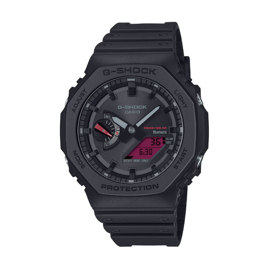 Orologio Casio in resina nero con cassa esagonale e collegamento bluetooth MISURA UNICA