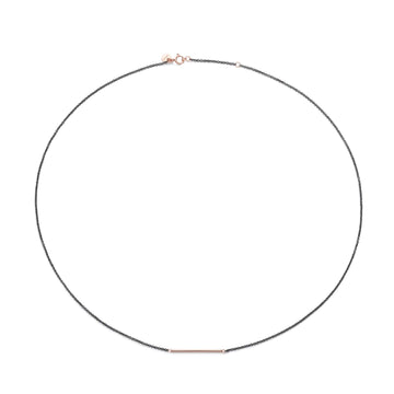 Collana donna Burato Linee ed Archi catena argento nero e linea oro rosa CA410-1
