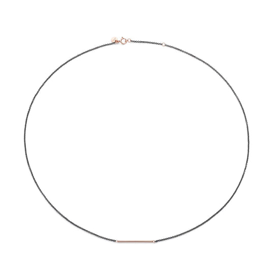 Collana donna Burato Linee ed Archi catena argento nero e linea oro rosa CA410-1