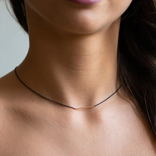 Collana donna Burato Linee ed Archi catena argento nero e linea oro rosa CA410-2
