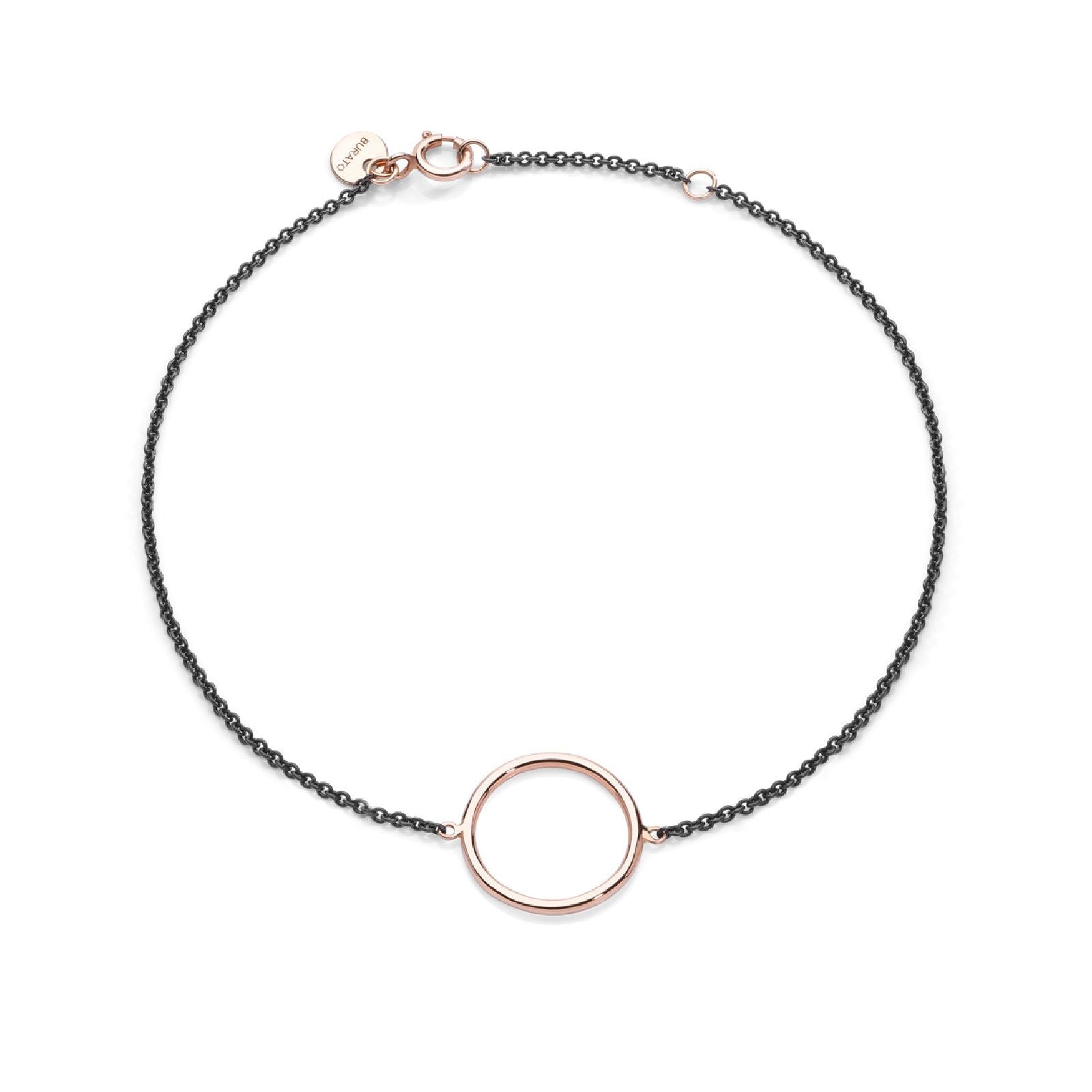 Bracciale donna Burato Linee ed Archi con cerchio oro rosa e argento nero CA415-1