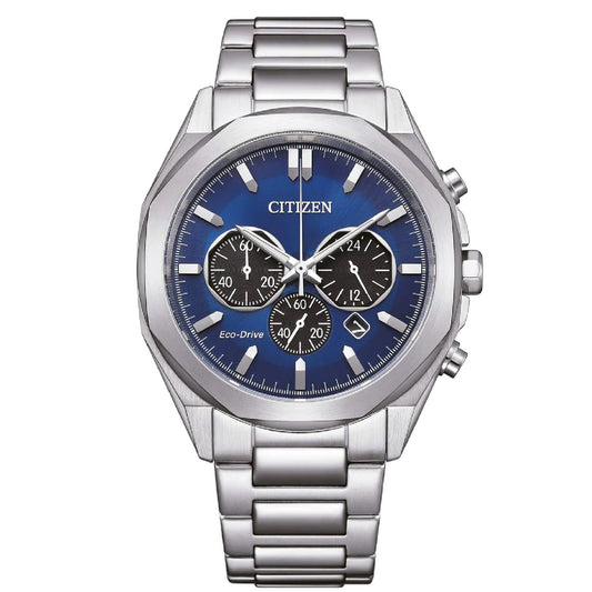 Orologio crono uomo Citizen Modern Classic in acciaio con quadrante blu 41mm CA4590-81L-1