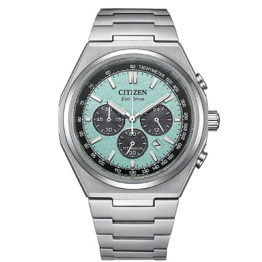 Orologio crono uomo Citizen in titanio quadrante turchese 42mm CA4610-85M-1