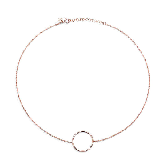 Collana Burato Linee ed Archi donna in oro rosa con cerchio di 16 mm CB478-1