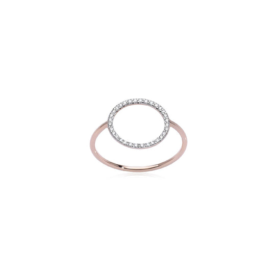 Anello Burato Linee ed Archi donna oro rosa cerchio e diamanti 0,16ct CH930-1