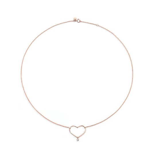 Collana Burato Con Amore donna in oro rosa con cuore grande e diamante 0,03ct CI701-1