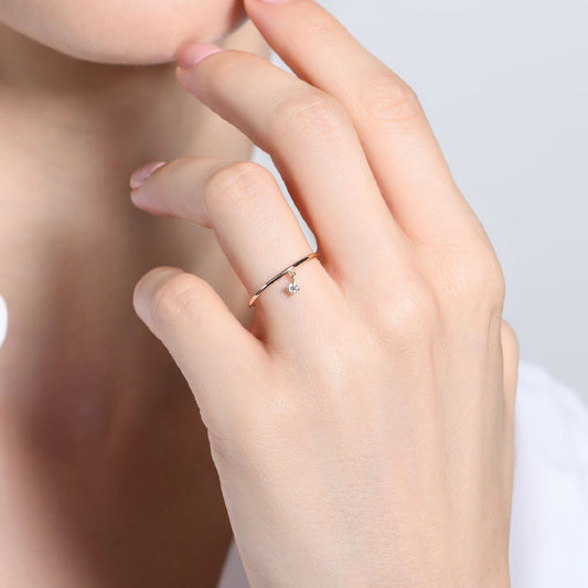 Anello solitario Burato Solitaire donna oro rosa ciondolo diamante 0,05ct CL443-2