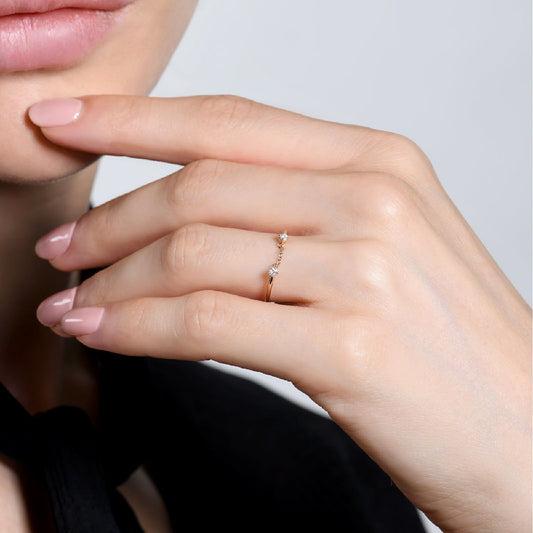 Anello con catena Burato Solitaire donna oro rosa e diamanti 0,06ct CL453-2