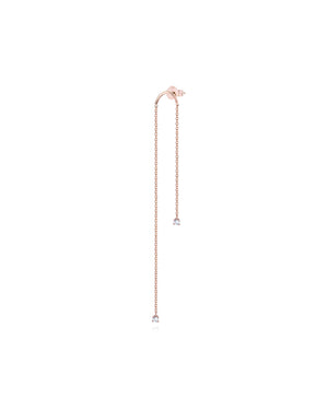 Mono orecchino destro pendente Burato Solitaire da donna in oro rosa 18kt con due diamanti di carati 0,04 CL468