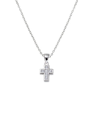 Collana girocollo da donna della collezione Amen Sacro in argento 925 con ciondolo a croce con zirconi bianchi CLCCBBZ3