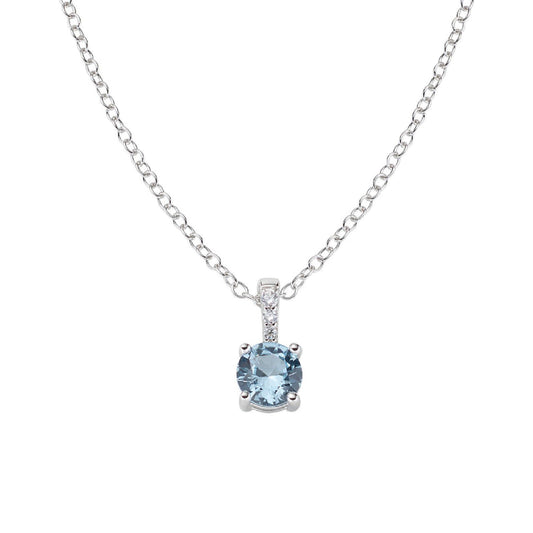 Collana girocollo Amen Lady donna in argento rodiato con zircone azzurro CLCIPBBACZ-1