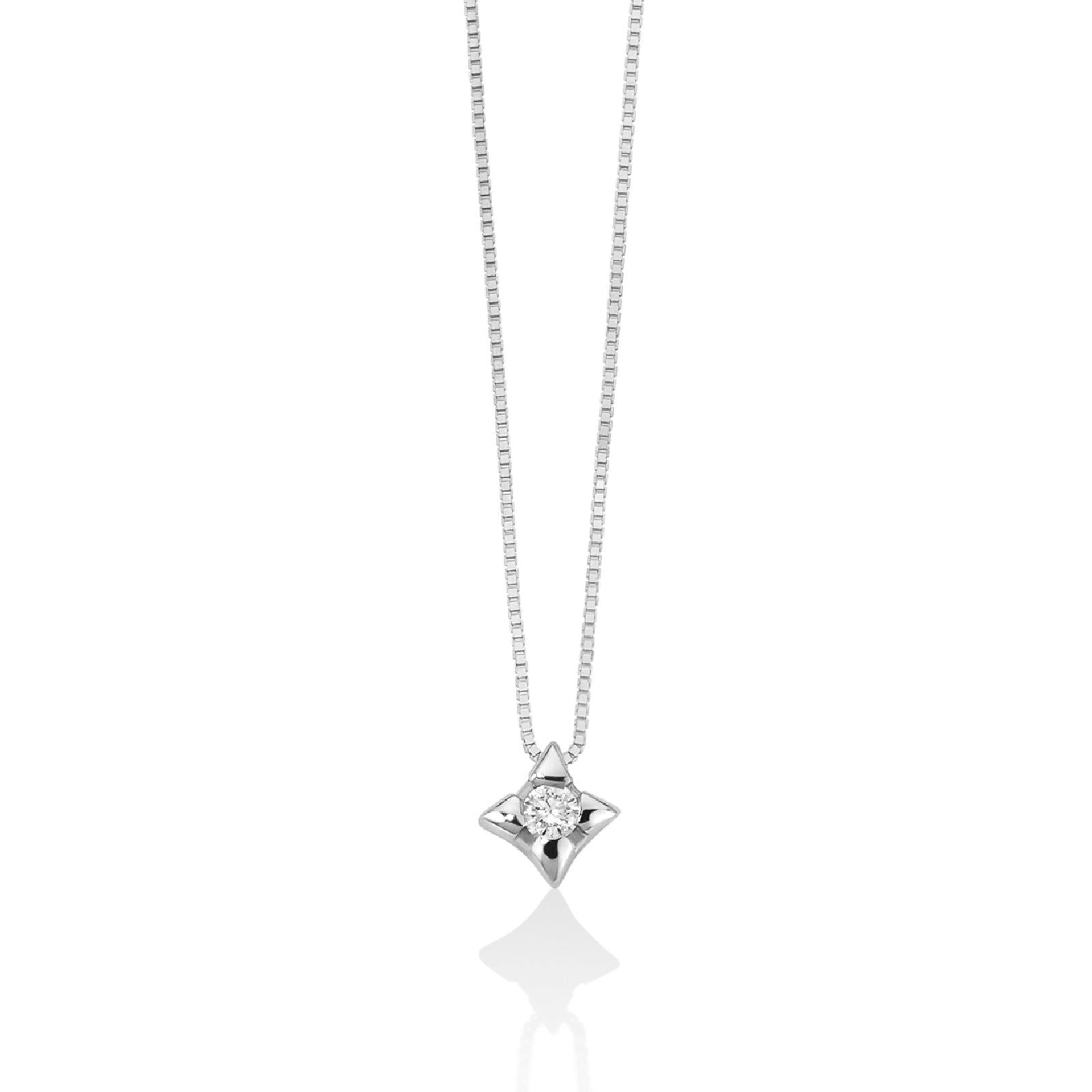 Collana donna Miluna Collier Punto Luce in oro bianco con diamante di 0,04 ct