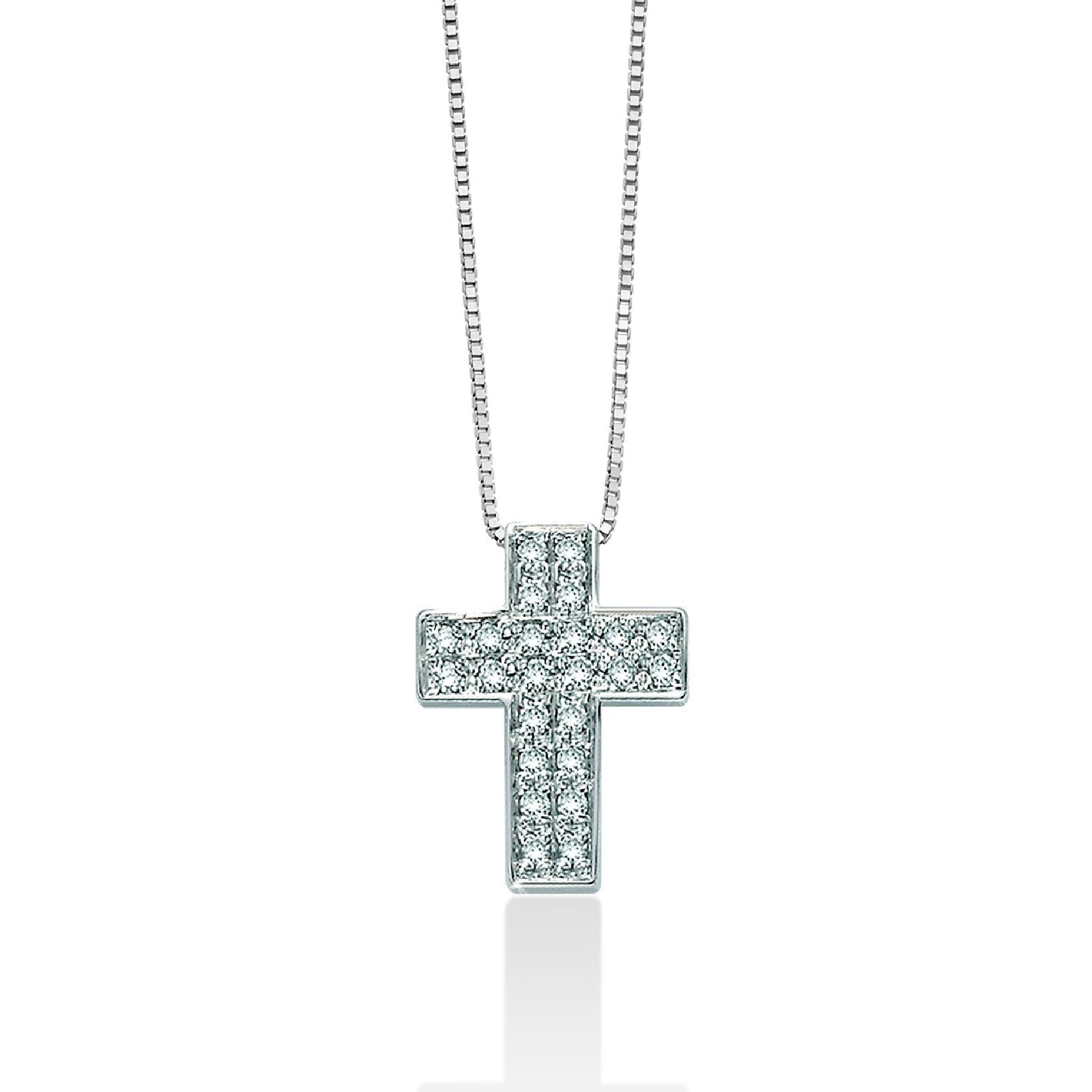 Collier Crocetta Diamantata 0,08 Ct con Diamanti Collier Crocetta Diamantata 0,08 Ct con Diamanti