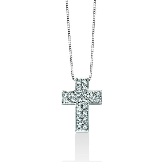 Collana donna Miluna Croci in oro bianco con croce di diamanti di 0,078 ct CLD3990-1