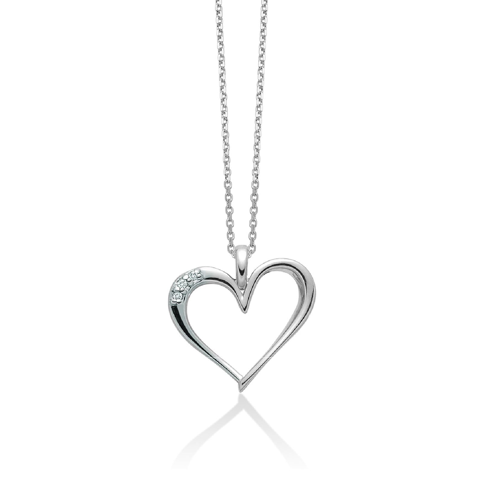 Collana donna Miluna Collier In Diamanti in oro bianco cuore e diamanti di  0,009ct