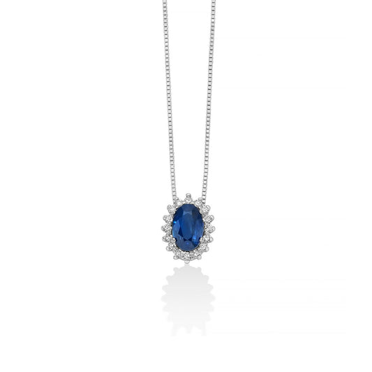 Collana donna Miluna Gemme oro bianco diamanti 0,096ct e zaffiro 0,6ct CLD4577-1