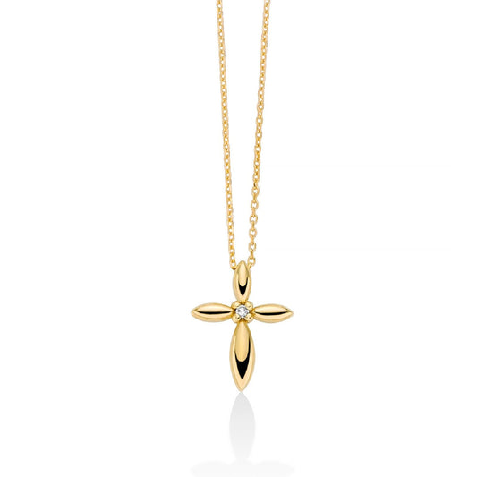 Collana donna Miluna Diamanti 375 in oro giallo croce e diamante 0,007ct CLD4644X-1