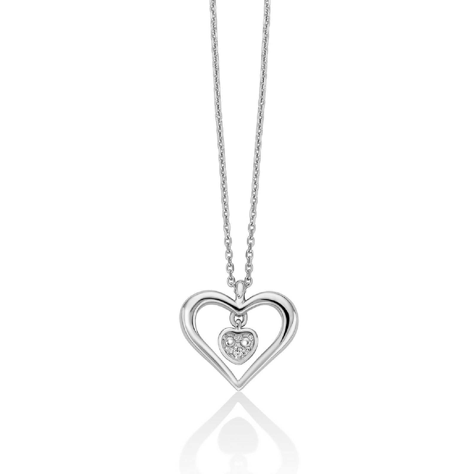 Collana donna Miluna Diamanti 375 oro bianco con cuore e diamante 0,0028ct