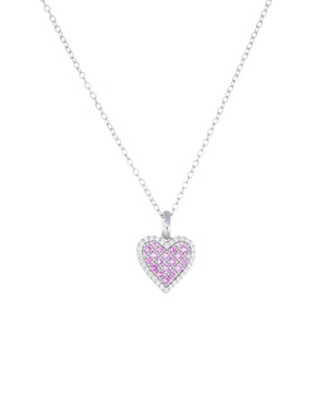 Collana da donna Amen Amore in argento 925 con un ciondolo a cuore con zirconi bianchi e rosa CLPCUBBROZ