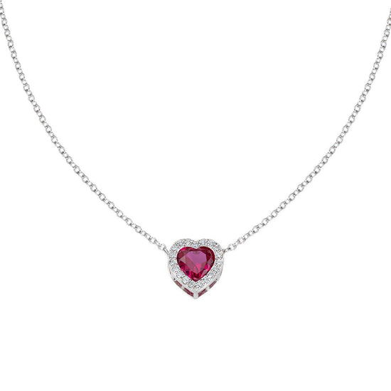Collana donna Amen Amore in argento con cuore di zircone rosso CLPHHBBRZ-1