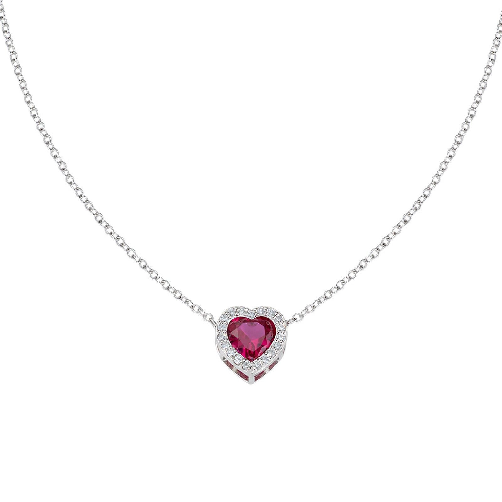 Collana donna Amen Amore in argento con cuore di zircone rosso CLPHHBBRZ-1