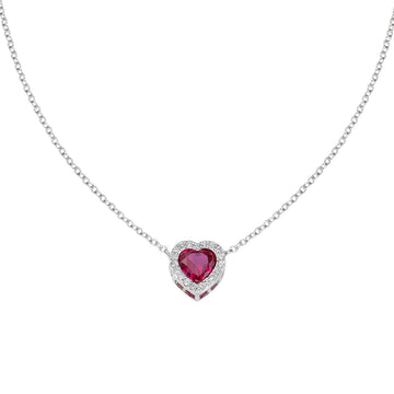 Collana donna Amen Amore in argento con cuore di zircone rosso CLPHHBBRZ-1
