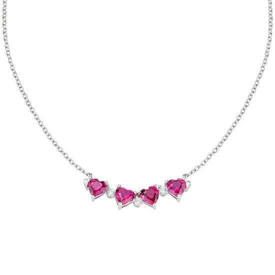 Collana donna Amen Quadricuore con zirconi rossi a cuore magnetici quadrifoglio CLPMHBR-1