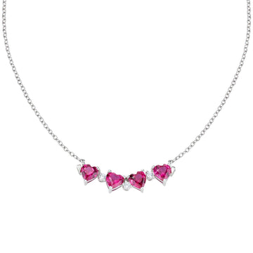 Collana donna Amen Quadricuore con zirconi rossi a cuore magnetici quadrifoglio CLPMHBR-1
