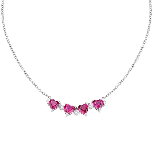 Collana donna Amen Quadricuore con zirconi rossi a cuore magnetici quadrifoglio CLPMHBR-1