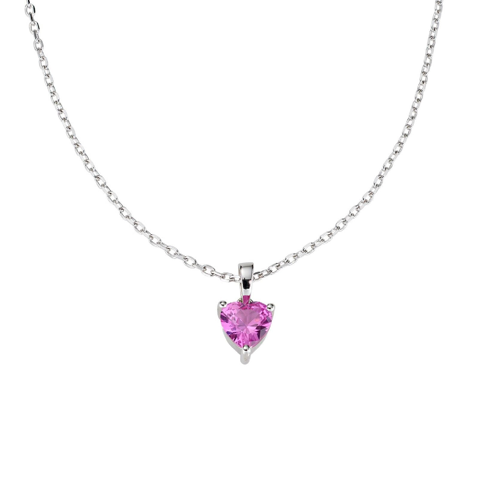 Collana donna Amen Amore in argento con cuore di zircone fucsia CLSHBFZ6-1