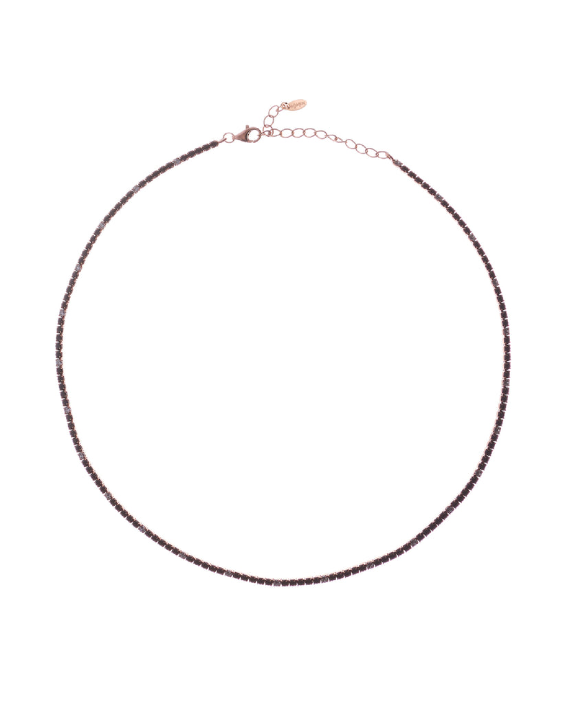 Collana girocollo tennis da donna Amen Tennis in argento 925 rosé con zirconi bianchi e neri chiusura a moschettone CLT2RNB