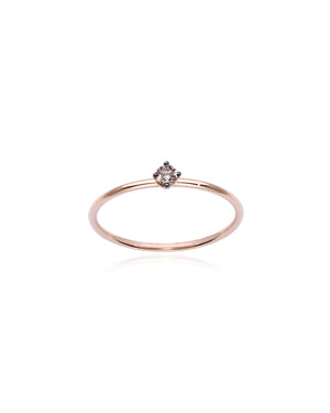 Anello solitario della collezione Burato Solitaire da donna in oro rosa 18kt con diamante marrone 0,05ct CM986
