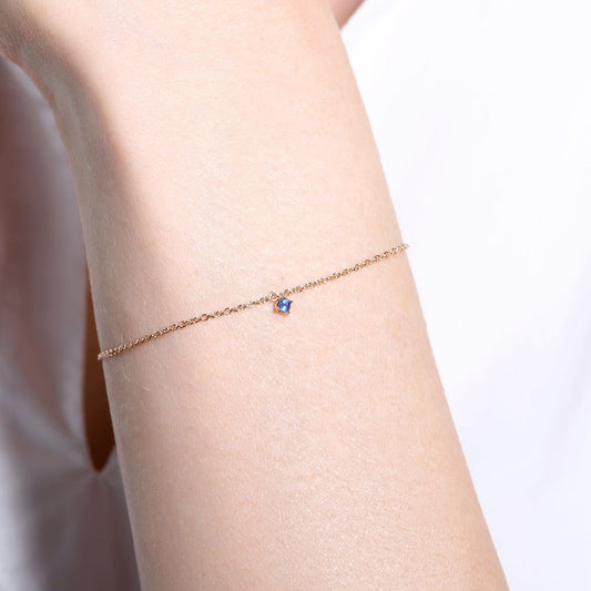 Bracciale Burato Solitaire donna oro rosa con zaffiro blu di 0,05ct CN281-2