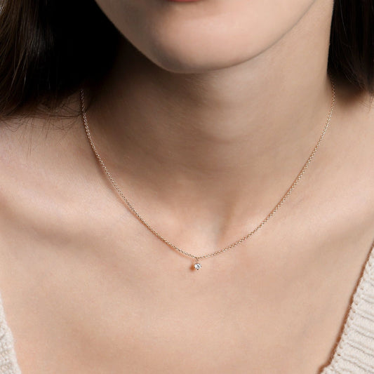 Collana punto luce Burato Solitaire donna oro rosa diamante 0,10ct CN323-2