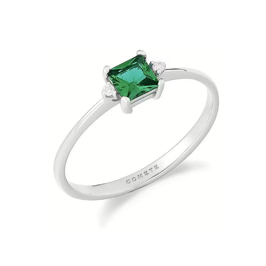 Anello Comete in oro bianco 18kt e diamante 0,02ct smeraldo SU MISURA