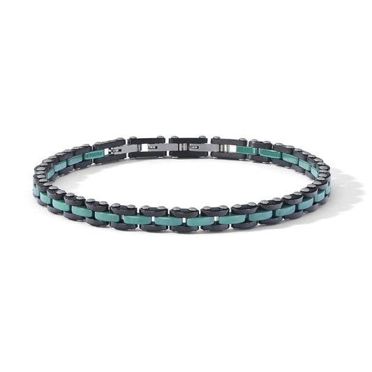 Bracciale catena Comete in acciaio con pvd nero e ceramica 20 cm