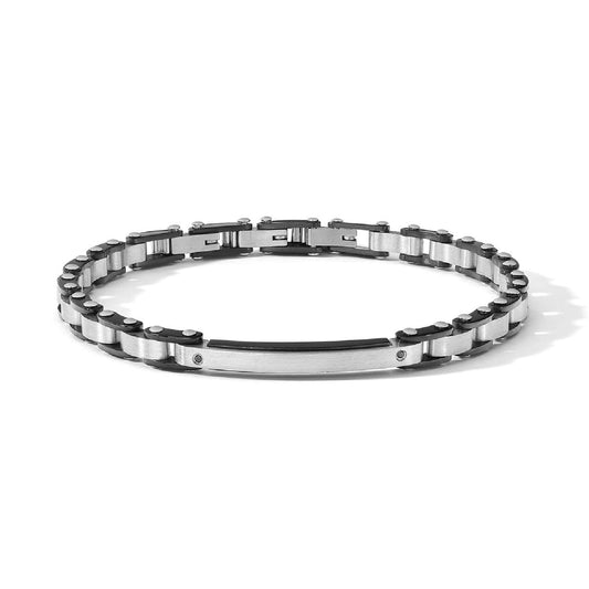 Bracciale catena Comete in acciaio con pvd e zirconi neri 20 cm