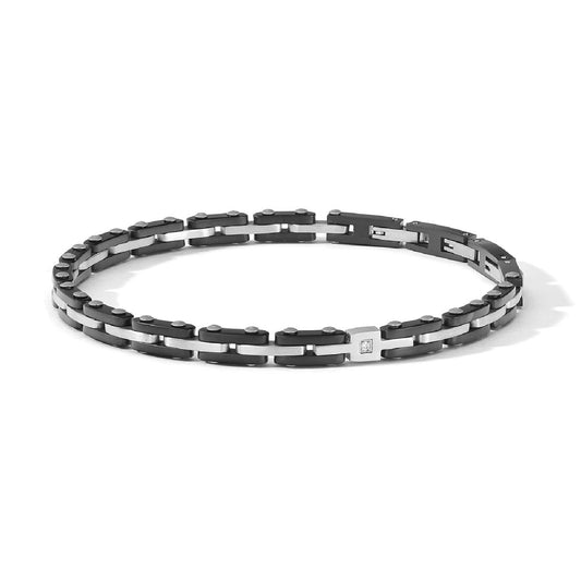 Bracciale Comete in acciaio con pvd nero e zircone bianco 20 cm