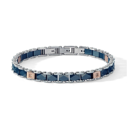 Bracciale Comete acciaio con pvd rosé ceramica e zirconi 20 cm