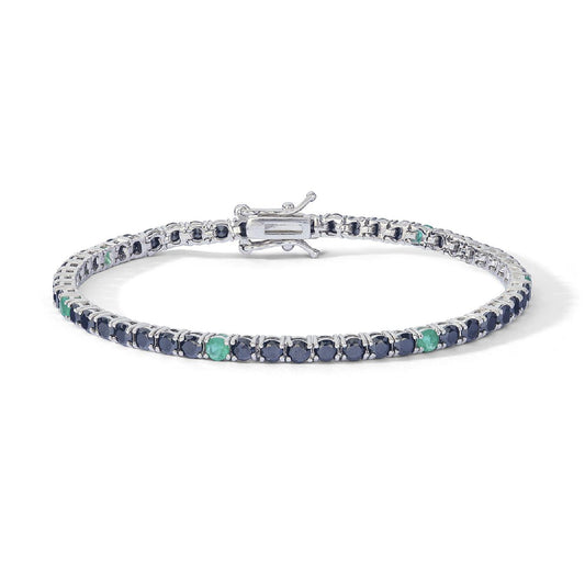 Bracciale uomo Comete in argento con zirconi neri e verdi 19 cm